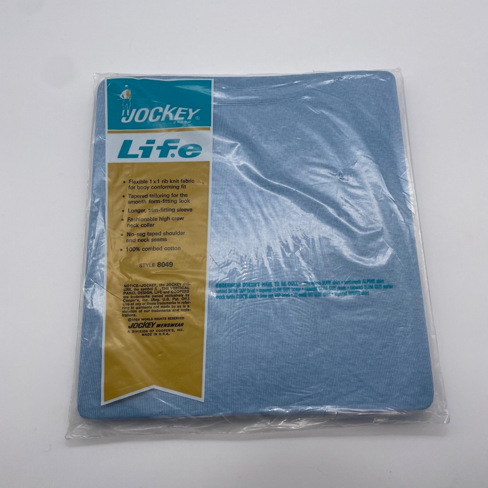 NOS Vintage‎ Jockey Life Super Brute Tapered Stretch Rib Shirt Mens M Blue 1964 - Picture 6 of 6
